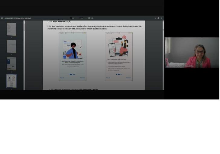 captura de tela da apresentação da carteira de trabalho digital. 