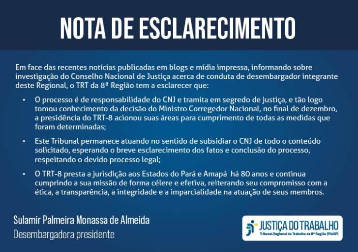 Arte gráfica na cor azul com o título nota de esclarecimento